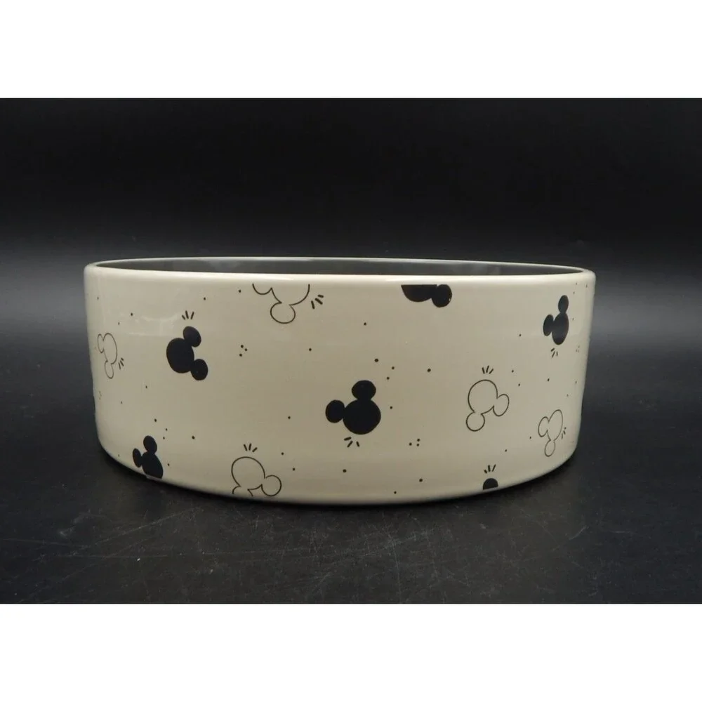 Disney Mickey Mouse Watercolor Silhouette Non-Skid Ceramic Pet Bowl 64 Oz Grey
